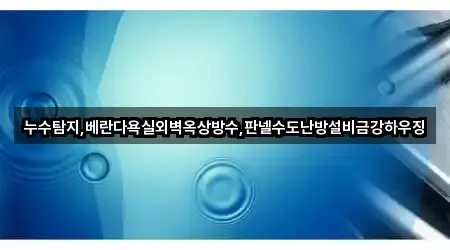 누수탐지,베란다욕실외벽옥상방수,판넬수도난방설비금강하우징
