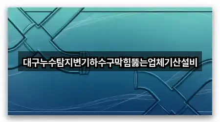 대구누수탐지변기하수구막힘뚫는업체기산설비