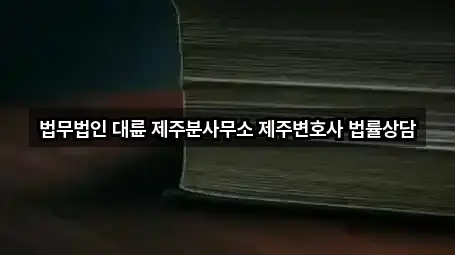 법무법인 대륜 제주분사무소 제주변호사 법률상담