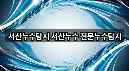 서산누수탐지 서산누수 전문누수탐지