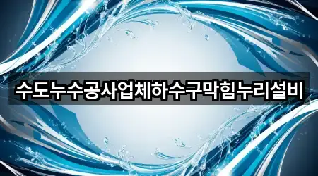 수도누수공사업체하수구막힘누리설비