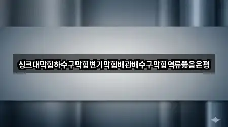 진관동 배수구 막힘 주소 안내 5곳