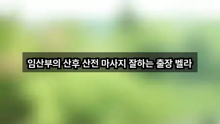 임산부의 산후 산전 마사지 잘하는 출장 벨라